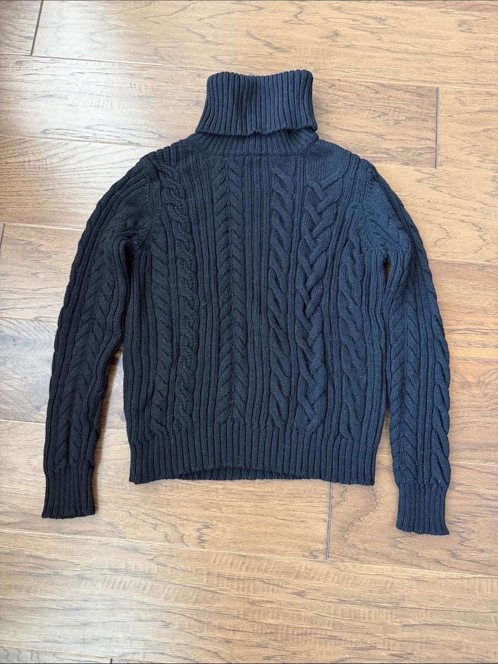 Weekend Max Mara 100% Virgin Wool Black Cable-Knit Turtleneck Sweater M